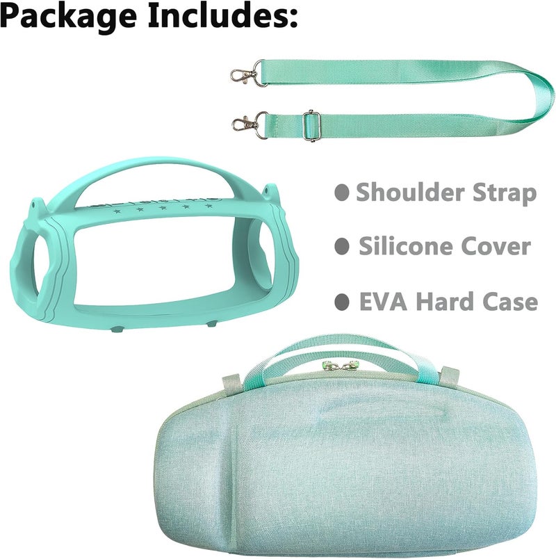 JCHPINE Silicone Cover and Hard Travel Case for JBL Charge 4 / Charge 5 Portable Bluetooth Speaker Accessories (Teal Case, NOT for Wi-Fi Version) - Image 2